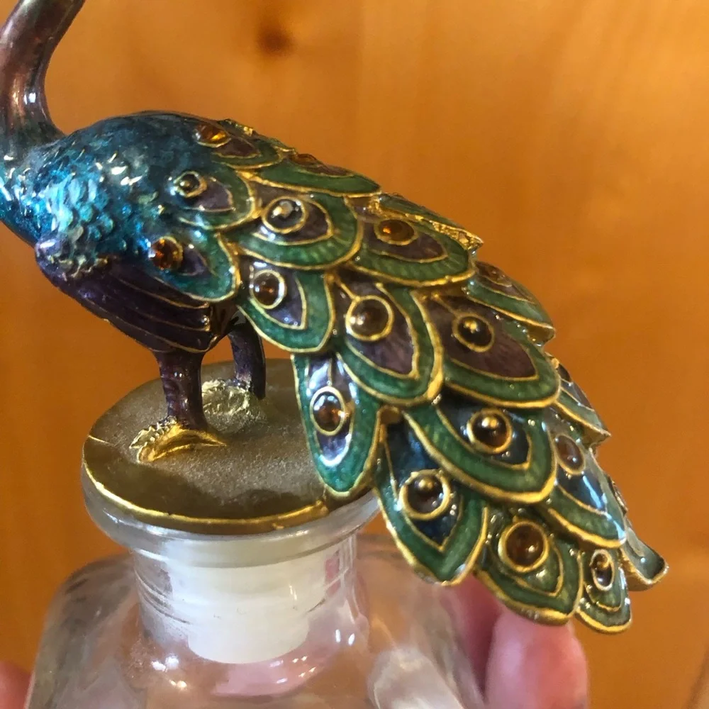 Pier 1 Imports Peacock Perfume Bottle ( EMPTY) 5 1/2” x 2 1/2”